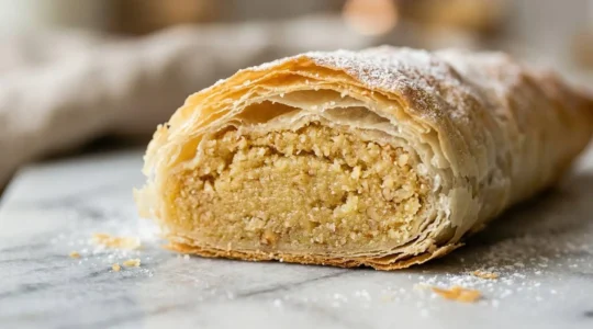 Cornes de gazelle artisanales avec farce d'amandes pure et texture dorée