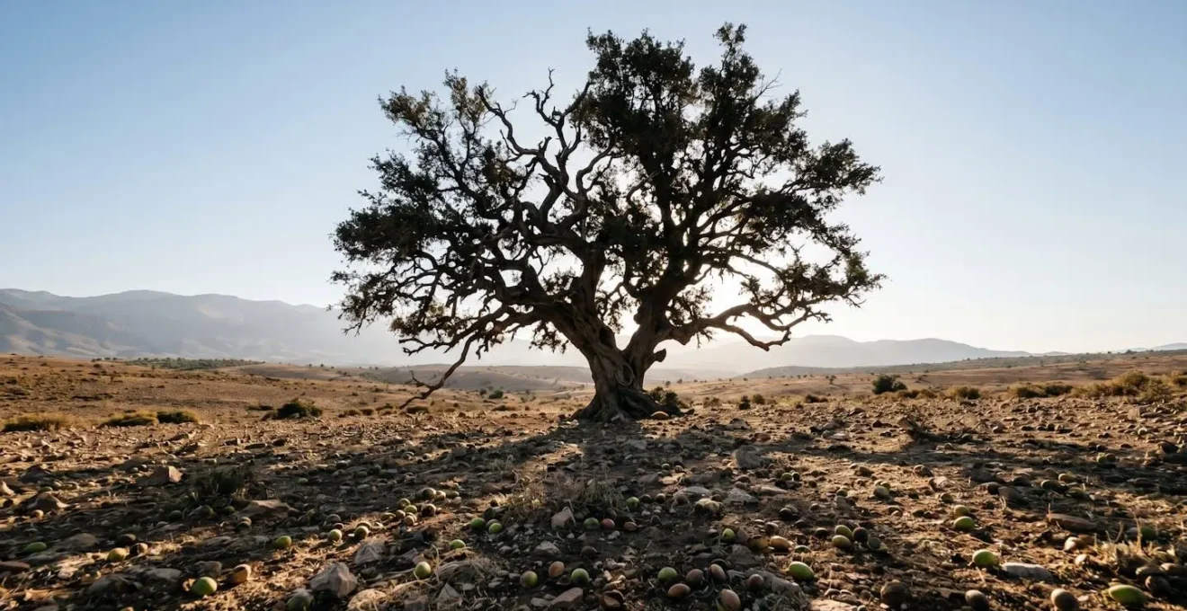 Arganier sauvage dans son environnement naturel au Maroc sans mise en scène touristique