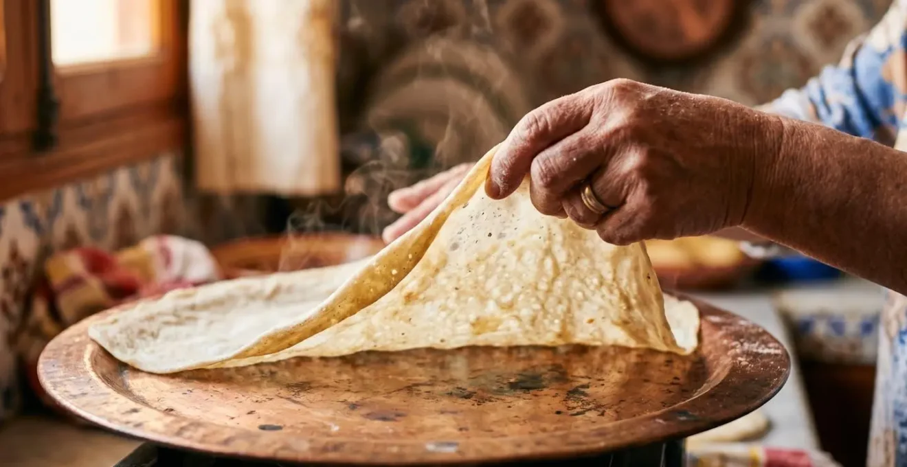 Artisan marocain préparant des feuilles de warqa traditionnelles à la main